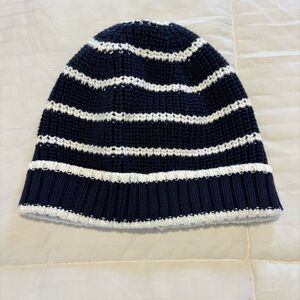 Janie and Jack Navy and White Striped Winter Hat Sz 4-5